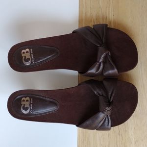 Gianni Binni, Dark brown leather slides 8.5